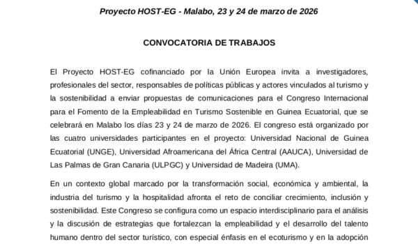 Congreso internacional para el Fomento de la Empleabilidad en Turismo Sostenible en Guinea Ecuatorial